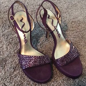 Nina sequined shoes in a deep purple.